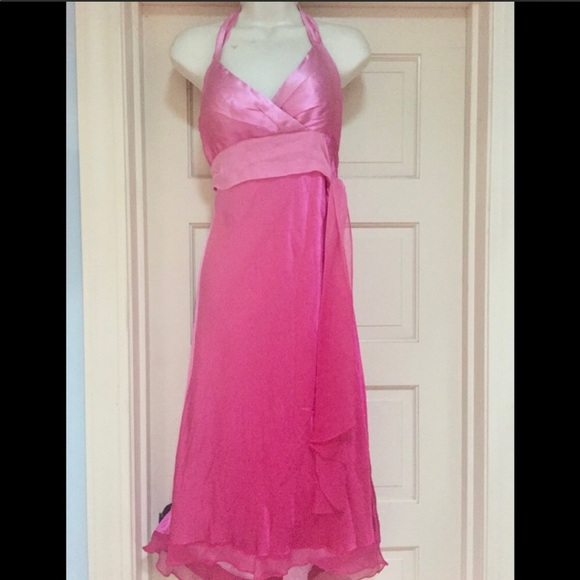 Cache Pink Ombré Silk Halter High Low Gown Dress - Picture 14 of 16